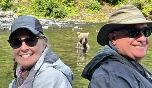 Brian Cleaver and Connie Nicklin, guests on the Alaska Brown Bear Viewing Tour